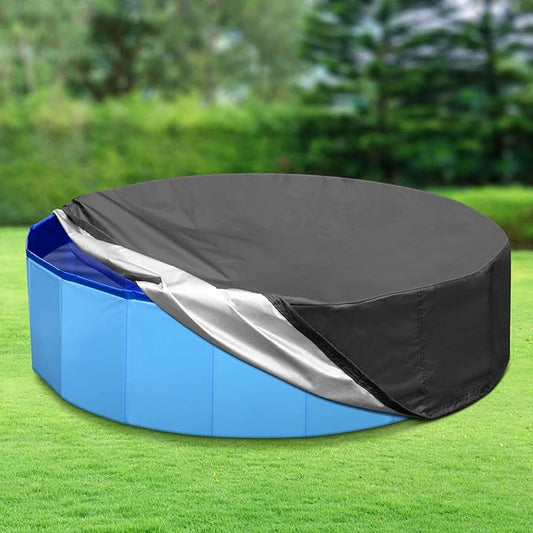 71 inch Dog Pool Cover, Portable Round Collapsible Bathing Tub Kiddie Pool Cover with Oxford Cloth Material and Drawstring Design, Waterproof and Dustproof (Black) - Only Cover…