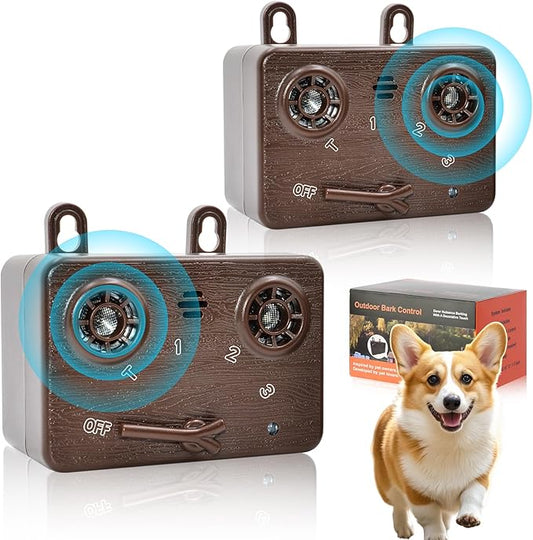 Anti Barking Device, 50 FT Ultrasonic Dog Barking Control Device, 4 Modes Bark Box,Neighbor Dog Silencer, Dog Barking Silencer for Indoor and Outdoor Use, Waterproof Dog Barking Deterrent 2PCK