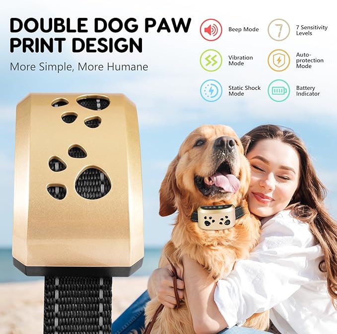 Dog Bark Collar, Svtrat Anti Bark Collars Smart Bark Collar for Small Medium Large Dogs with 4 Training Modes and 7 Level Sensitivity Adjustable