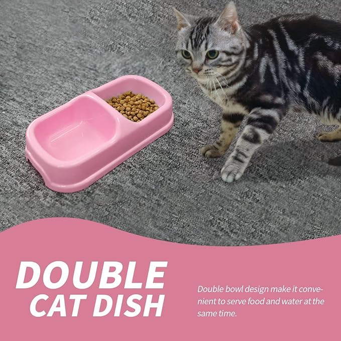 PAWISE Cat Litter Box Set, Small Kitten Starter Kit, Includes Litter Box, Litter Scoop, Double Dish Feeding Bowl, Cat Mouse Toy, Kitty Ball Toy, Pink
