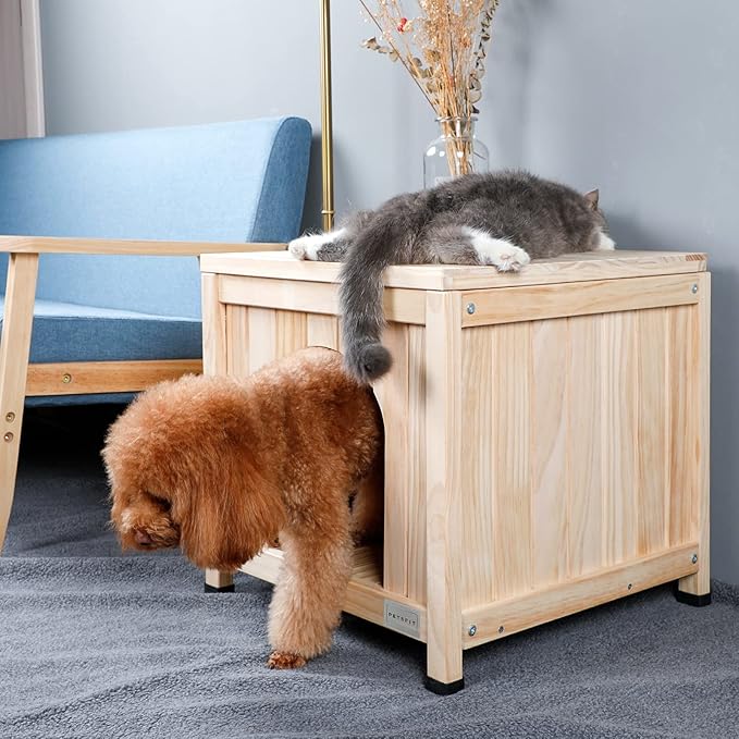 Petsfit Indoor Dog House, Cat Litter Box Enclosure Furniture with Elevated and Ventilate Floor for Small Dogs and Cats