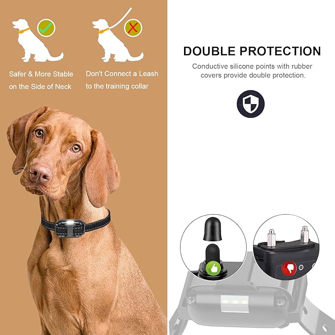 Electric Dog Training Collar with Remote 1640FT, E-Shock, Safe Training Modes, Rechargeable IP67 Waterproof Collars for 1 Dog (Black)