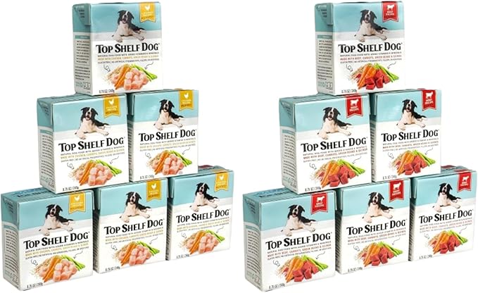 Fresh Dog Food, All Natural Complete Meal or Kibble Topper, Shelf Stable Premade Wet Recipe with Added Vitamins & Minerals for Picky Eaters Puppies Seniors (8.75 Ounce (Pack of 12), Chicken and Beef)