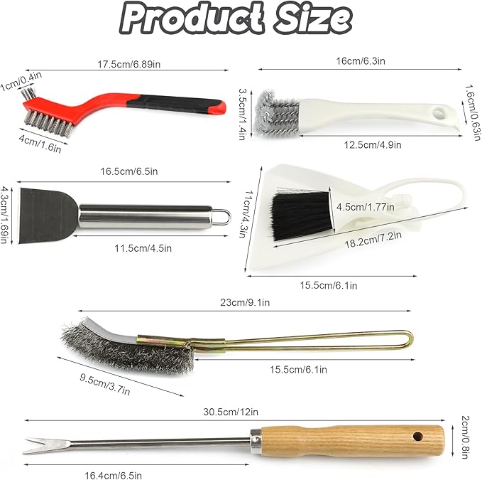 6PCS Bird Cage Cleaning Brush Tools Set, Stainless Steel Bird Poop Remover Scraper Birdcage Accessory