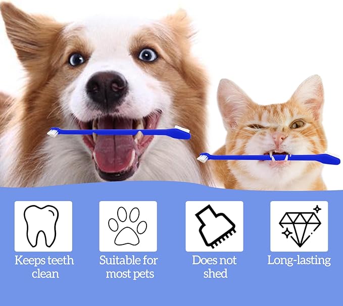 100Pcs Dog Toothbrush Dual Headed Puppy Tooth Brushing Kit Long Handle Soft Grooming Pet Dental Brushes Convenient Double Sided for Pets Puppy Teeth Brush Cleaning Oral Care Supplies-Blue