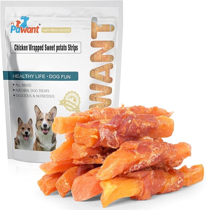 Chicken Wrapped Sweet Potato Dog Treats, Puppy Training Snacks, Rawhide Free 0.5lb/227g