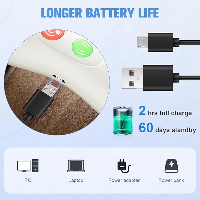 Anti Barking Device Rechargeable Ultrasonic Dog Bark Deterrent Stops Bad Behavior Up to 50 Ft Effective Control Range Safe Humane for Indoor Outdoor Use White