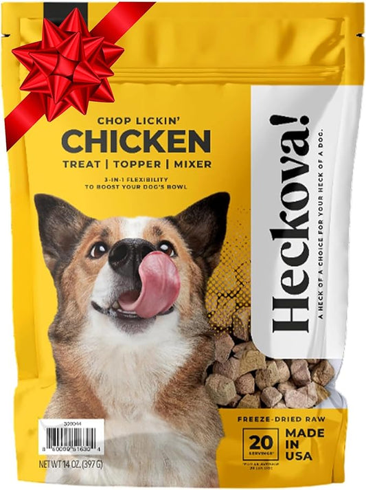 Chop Lickin’ Chicken - Dog Treats Freeze Dried Chicken, Complete Meal & Topper, Real Cuts for Training - High Protein (21g Per Cup) Best Dog Stocking Stuffers, Made in The USA, 14oz Bag
