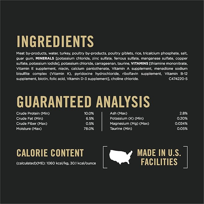 Purina Pro Plan Urinary Tract Health Turkey and Giblets Entree Classic Wet Cat Food Pate - (Pack of 24) 5.5 oz. Cans