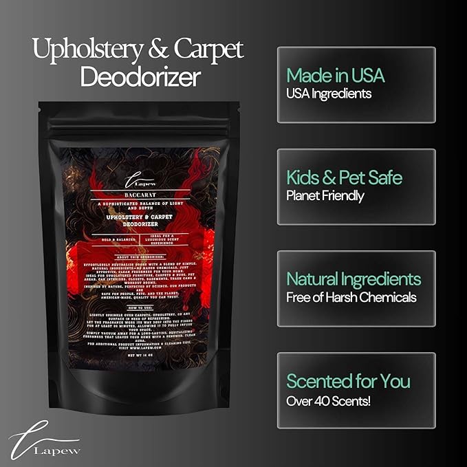 Baccarat Rouge Carpet Freshener Powder: Powerful Odor Eliminator for Home, Upholstery Deodorizer, Carpet Deodorizer, Pet Urine, Cat Litter Box - Baccarat Rouge Fragrance.