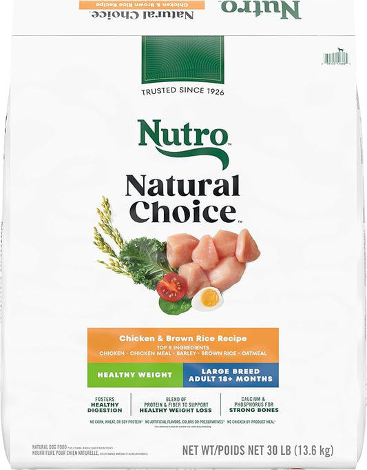 Nutro Natural Choice Large Breed Healthy Weight Dog Food, Chicken & Brown Rice Recipe, 30 lb. Bag