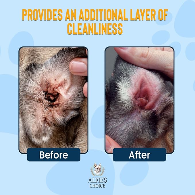 ALFIE'S CHOICE Dog Ear Wash Cleaner – Soothes Itchy Ears, Removes Wax & Odor – with Tea Tree Oil, Lavender & Witch Hazel – Gentle Ear Wash for Dogs & Cats 16 fl oz
