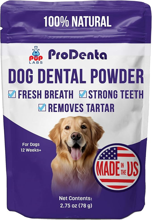 All-Natural and Expert-Formulated Dental Powder for Dogs, Dog Dental Supplement for Healthy Teeth and Against Leaky Gums for Dogs 12+ Weeks, Made in The USA with The Standards, 28 Serv