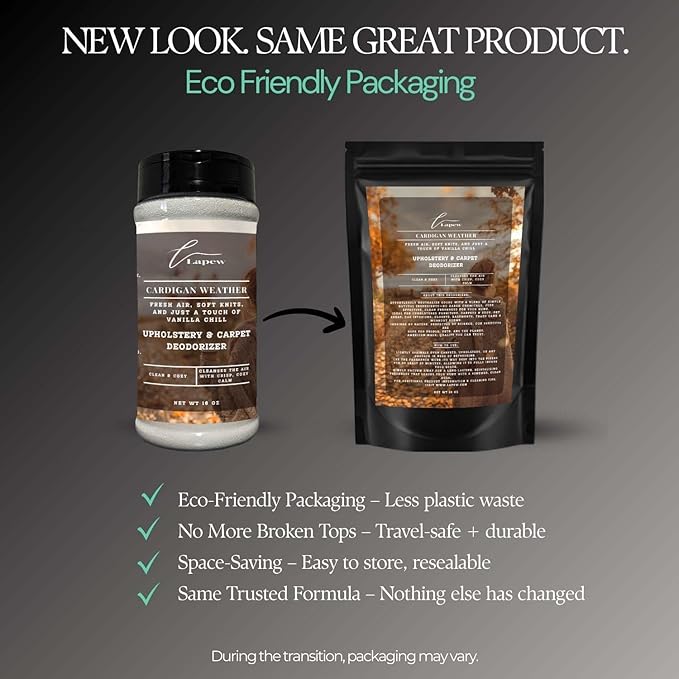 Cardigan Weather Carpet Freshener Powder: Powerful Odor Eliminator for Home, Upholstery Deodorizer, Carpet Deodorizer, Pet Urine, Cat Litter Box - Sweater Weather Fragrance