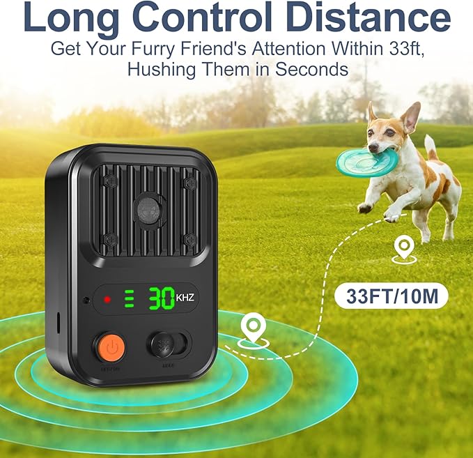 YEOWWW! Anti Barking Device for Dogs, Rechargeable Ultrasonic Dog Control Devices Up to 50 Ft Range with 3 Modes,Silencer Sonic Barking Deterrent Indoor/Outdoor Safe for Dog & People (Balck) 3