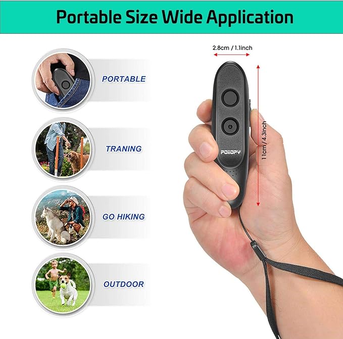 Anti Bark Device for Dog-Variable Frequency Ultrasonic Dog Bark Deterrent Rechargeable 2 in 1 Dog Barking Control Device Handheld Dog Training Tool Barking Behavior Trainer 16.4 Ft Range 100% Safe