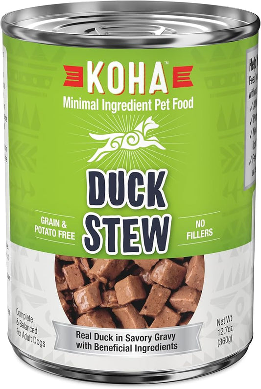 KOHA Minimal Ingredient Duck Stew for Dogs, High Protein Limited Ingredient Dog Food, 12.7oz Cans (Case of 12)