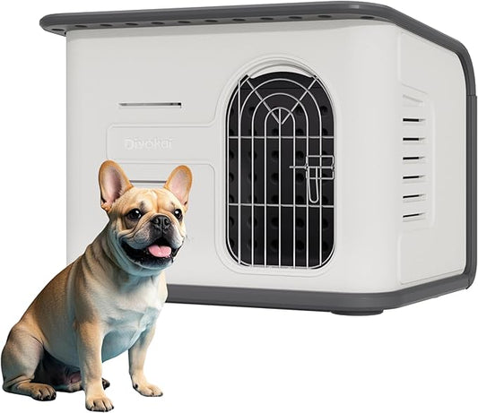 ‌Double-Wall Plastic Dog House Outdoor Indoor,Insulated Double-Reinforced Dog House Waterproof for Small-Medium Dogs,Durable Puppy Shed with Elevated Floor & Air Vents,Easy Install and Clean