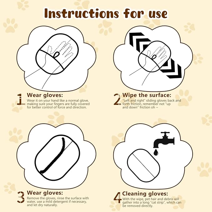 Pet Hair Removal Glove,Electrostatic Efficient Grooming Gloves for Pet Hair,Cat Grooming Gloves,Upgraded Animal Fur Removal Tool,Reusable Cat & Dog Hair Remover for Couch,Carpet,Curtain（2PCS)