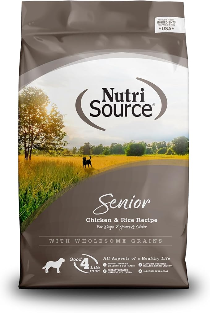 NutriSource Dry Dog Food for Seniors, Chicken and Rice, 12LB