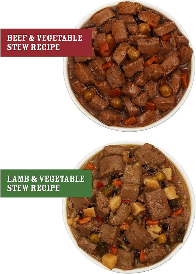 Amazon Brand - Wag Wet Dog Food Stew Variety Pack, Lamb & Beef Cuts in Gravy, Made with Natural Ingredients, 13.2 Ounce Cans (Pack of 12)