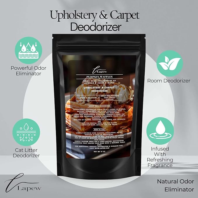 Pumpkin Waffles Carpet Freshener Powder: Powerful Odor Eliminator for Home, Upholstery Deodorizer, Carpet Deodorizer, Pet Urine, Cat Litter Box - Pumpkin Pecan Waffles Fragrance.