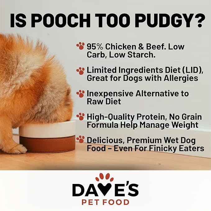 Dave's Pet Food Grain Free Wet Dog Food (95% Chicken & Beef), Made in USA, Limited Ingredients, Wheat & Gluten-Free, Added Vitamins & Minerals, 12.5 oz Cans (12 Pack)