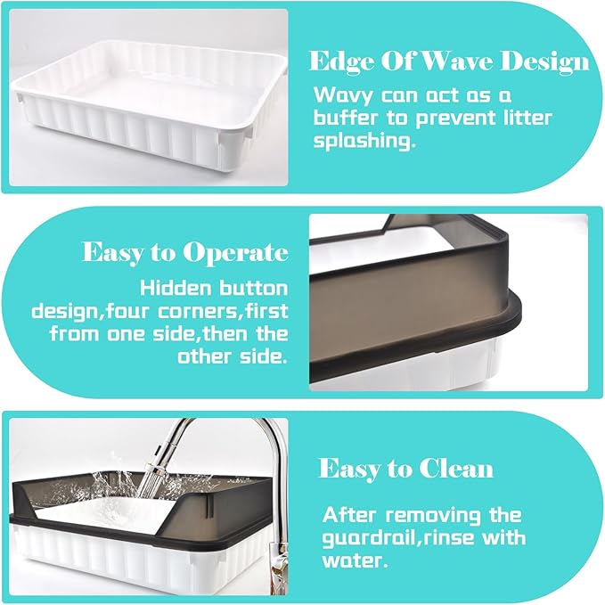 Large Cat Litter Box with High Sides,Semi Enclosed Cats Litter Box,Anti-Splashing Detachable Cat Litter Pan,Kitten Toilet with Litter Sifting Scoop for Big Middle Small Cats,Easy to Clean No Odor