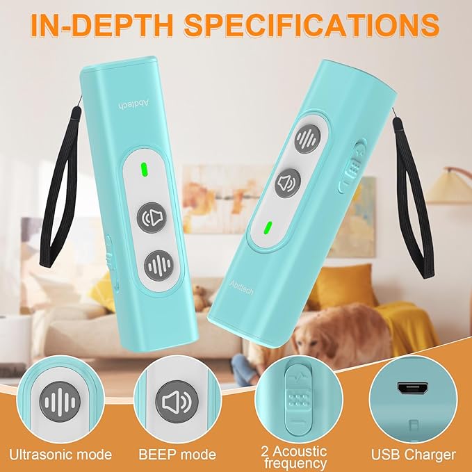Anti Barking Device for Dogs - Dog Bark Deterrent Devices for Stopping Bad Dog Behavior - Ultrasonic Dog Bark Deterrent, Refuse to Shout and Slap - Best Anti Barking Device Rechargeable（Blue）