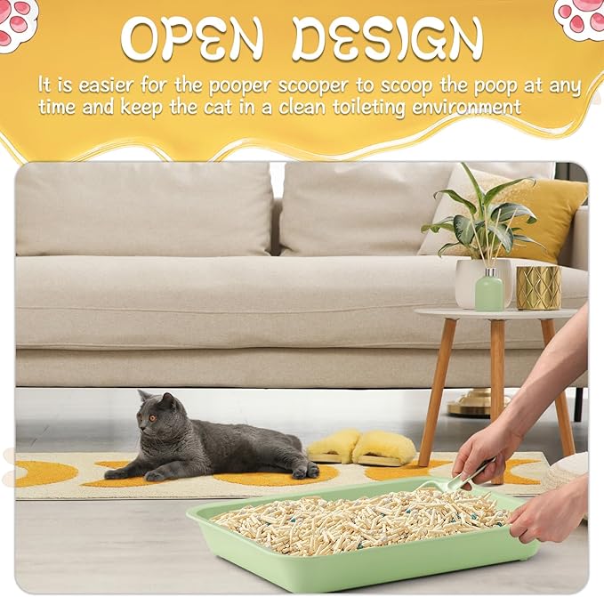 6 Pcs Kitten Small Litter Box Set, Color Plastic Kitten Litter Pan with 6 Scooper Cat Litter Box Cat Litter Box Travel Toilet for Small Pet Kitty Bunny Guinea Pig