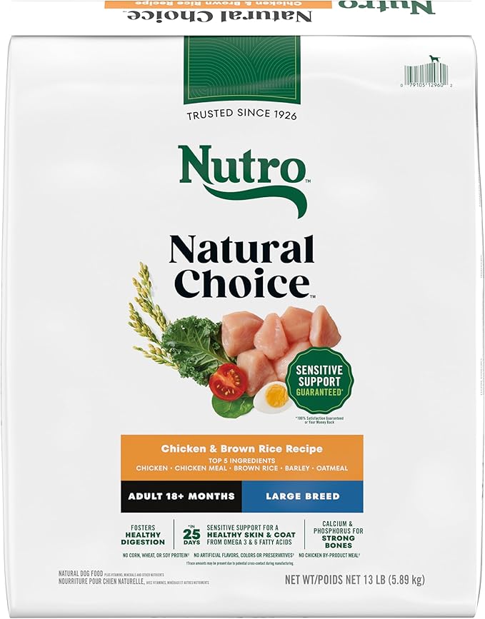 Nutro Natural Choice Adult Large Breed Dog Food Dry, Chicken & Brown Rice Recipe, 13 lb. Bag