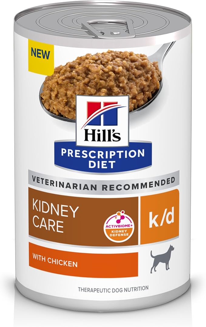Hill's Prescription Diet k/d Kidney Care with Chicken Wet Dog Food, Renal Food, Veterinary Diet, 13 Oz Cans, (Pack of 12)
