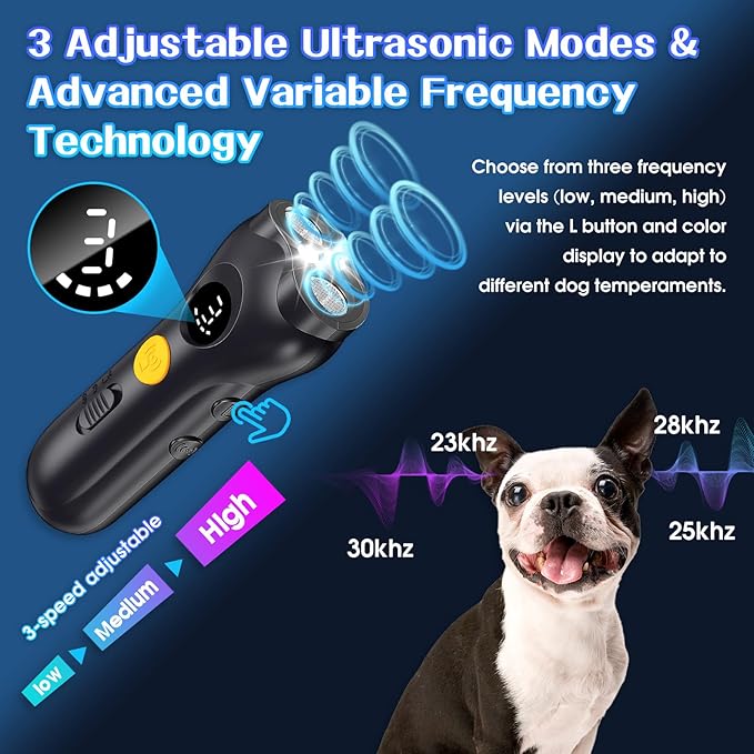 Dog Bark Deterrent Device – Rechargeable Anti-Barking & Training Device for Dogs, 50ft Ultrasonic Control, Stops Barking with One Button, Corrects Behavior in Small & Large Dogs