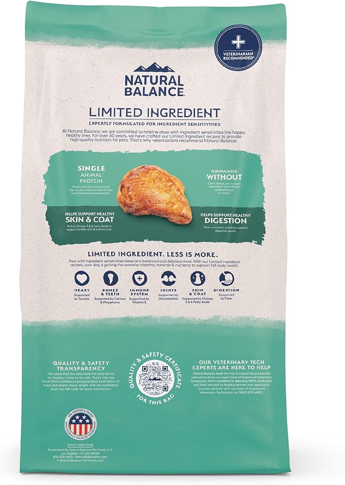 Natural Balance Limited Ingredient Adult Grain Free-Dry Dog Food, Chicken & Sweet Potato Recipe, 12 Pound (Pack of 1)
