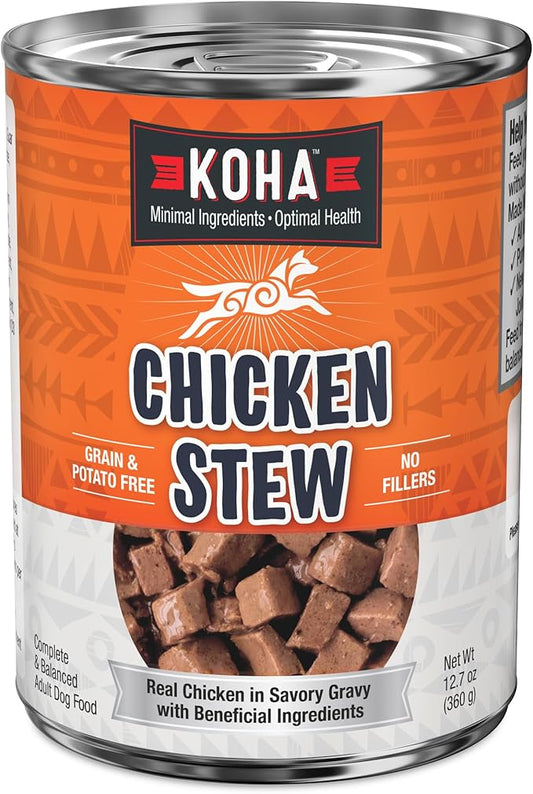 KOHA Minimal Ingredient Chicken Stew for Dogs, High Protein Limited Ingredient Dog Food, 12.7oz Cans (Case of 12)
