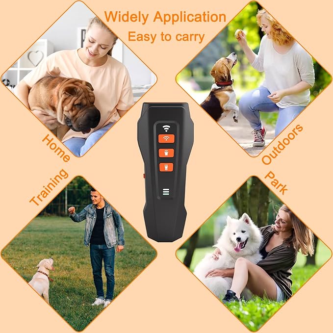 Dog Bark Deterrent Devices,Rechargeable Anti Barking Device Up to 32.8ft Effective Control Range Stops Bad Behavior Dog,Safe for Human & Dogs,Better than Shock Collars or Dog Training Collars,Black