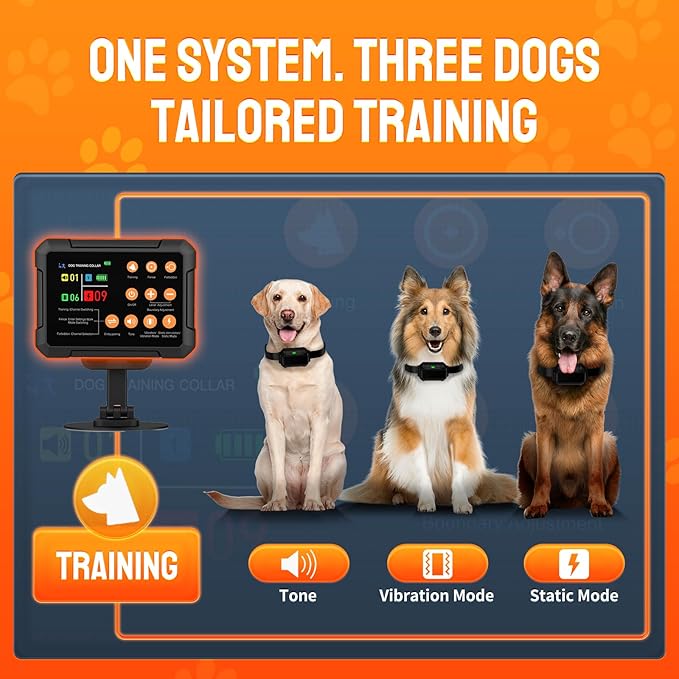 Wireless Dog Fence System for 3 Dogs Radar Electric Fence,10–120ft Range, IPX7 Waterproof Dog Training Collar,Sound, Vibration & Static Modes – Stable Signal. Indoor/Outdoor Use - 2collars