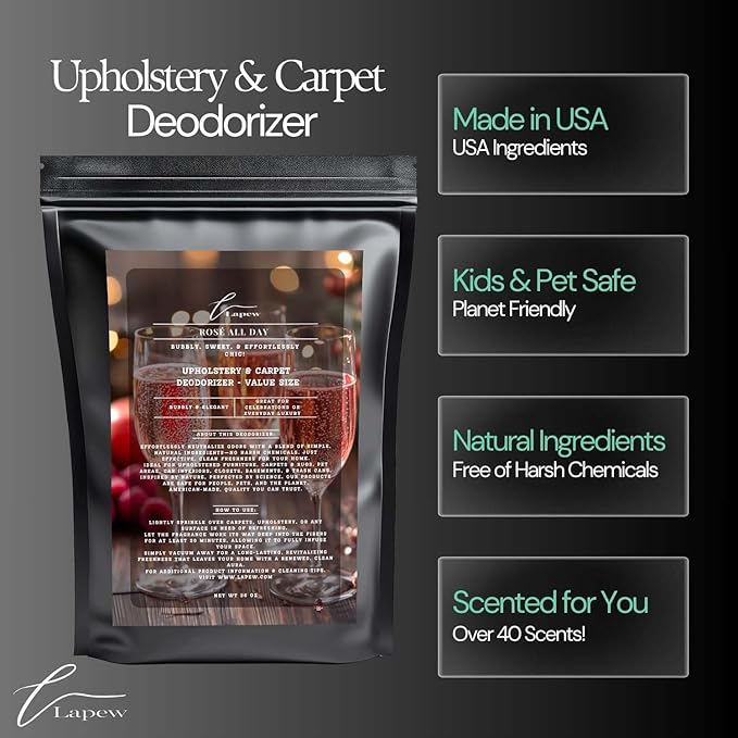 Rosé All Day Carpet Freshener Powder Refill 36 oz | Powerful Odor Eliminator for Home | Upholstery Deodorizer | Carpet Deodorizer | Pet Urine | Cat Litter Box