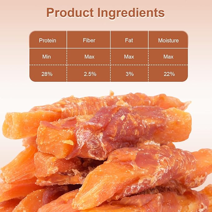 Chicken Wrapped Sweet Potato Dog Treats, Puppy Training Snacks, Rawhide Free 0.5lb/227g