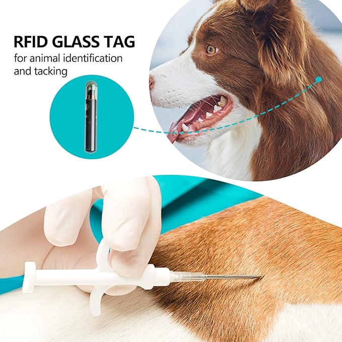 5 Pack 2.12X12 mm ISO Compliant Transponder Microchip ID Tag for Horse Dogs Sheep Pig Pets and Big Animals with 15 Digit ID Number Universal Standard (Large Size 2.12X12mm)