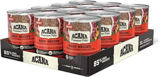 ACANA Premium Pate in Bone Broth Grain-Free Wet Dog Food Beef Recipe 12.8oz Cans (12 Count)