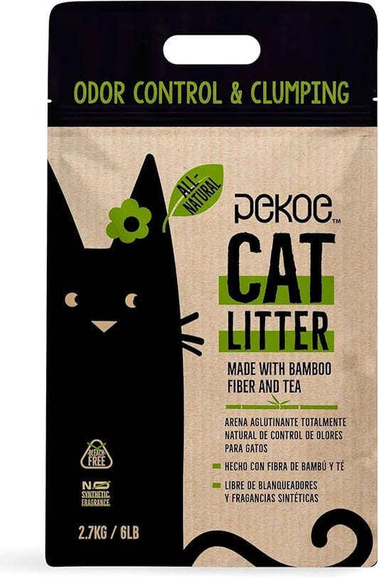 PeKoe All-Natural Odor Control & Clumping Cat Litter with Bamboo and Tea, 6-lb Bag (Pack of 1)