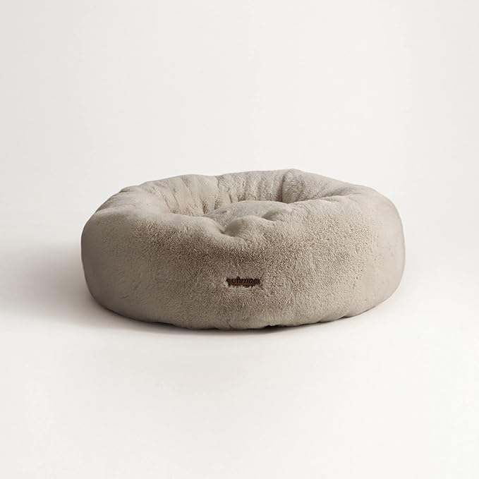 UnHide Floof Pet Bed - Small (23" x 8") - Extra Soft Dog Bed - Removable Faux Fur Cover - Machine Washable - Helps Ease Pet Anxiety & Provides The Perfect Sleep - Taupe Ducky
