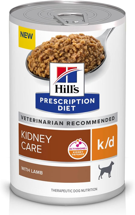 Hill's Prescription Diet k/d Kidney Care with Lamb Wet Dog Food, Veterinary Diet, 13 oz. Cans, 12-Pack