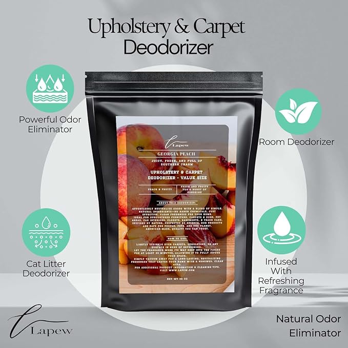 Georgia Peach Carpet Freshener Powder Refill 36 oz | Powerful Odor Eliminator for Home | Upholstery Deodorizer | Carpet Deodorizer | Pet Urine | Cat Litter Box