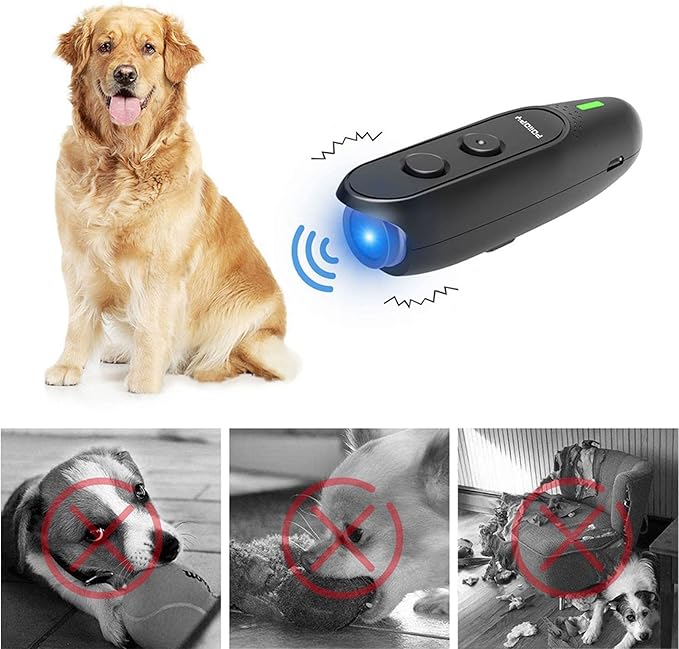 Anti Bark Device for Dog-Variable Frequency Ultrasonic Dog Bark Deterrent Rechargeable 2 in 1 Dog Barking Control Device Handheld Dog Training Tool Barking Behavior Trainer 16.4 Ft Range 100% Safe