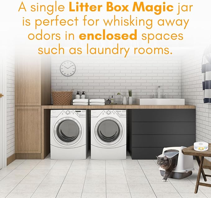 Cat Litter Deodorizer Jar (Orange Scent, 16 Oz, Pack of 2) - Cat Litter Odor Control Gel In A Jar - Cat Litter Box Pet Air Freshener - Litter Odor Eliminator to Freshen Air