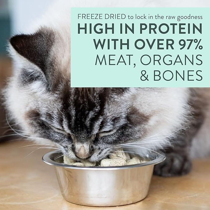 The New Zealand Natural Pet Food Co. Meow Duck Freeze Dried Raw Cat Food, Mixer, or Topper, or Treat - High Protein, Natural, Limited Ingredient Recipe 1.76 oz