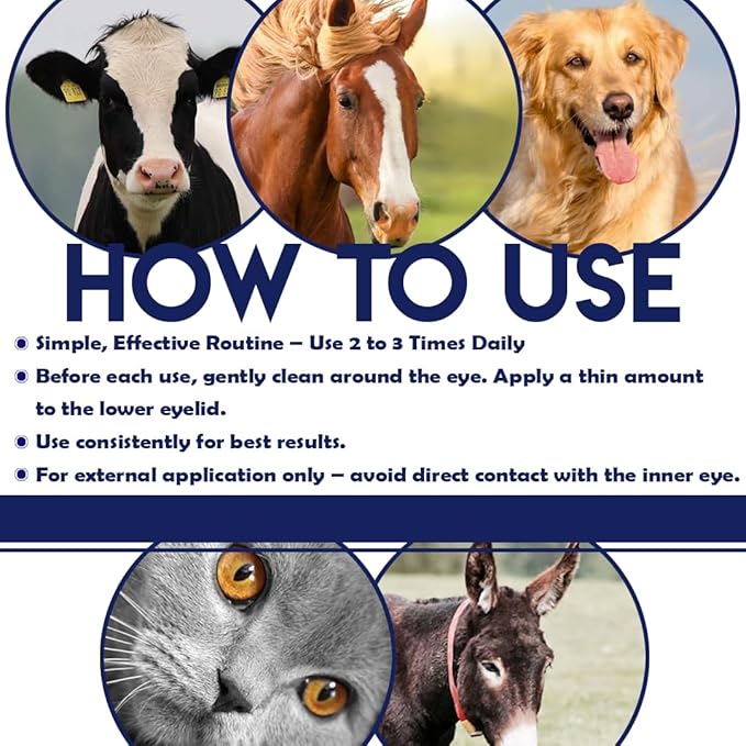 Vet Natural Pet Eye Cream– Gentle Eye Care for Dogs, Cats, Horses, Birds, Cattle, Sheep, Puppies & Kittens – Supports Eye Comfort, Reduces Redness & Discharge – 3.5g Tube