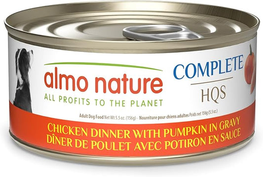 almo nature HQS Complete Wet Dog Food Chicken Dinner with Pumpkin 5.5 oz (Pack of 48)